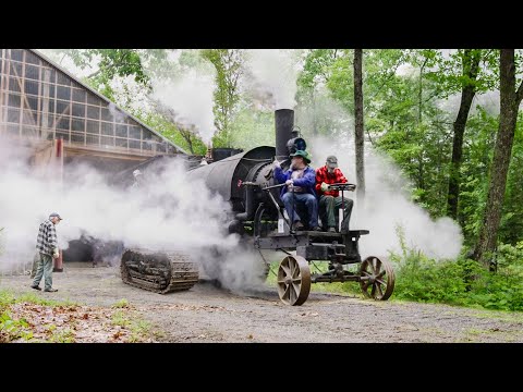 Starting a Gigantic Steam Tractor Built with Tracks