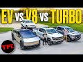 This Video Will Make EVERYONE Mad: Ford V-8 vs Ram Turbo I-6 vs Cybertruck Tow-off!