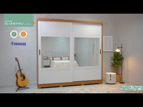 Video thumbnail of Guarda Roupa Casal com Espelho e Pés 2 Portas de Correr 100 MDF Blumenau Panan