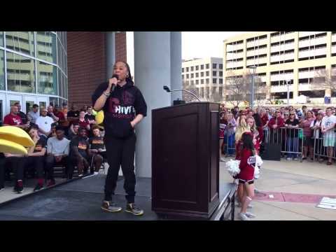 South Carolina's Dawn Staley speaks at Sweet 16 pep rally