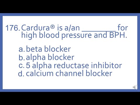 Top 200 Drugs Practice Test Question - Cardura is a/an _ for high blood pressure and BPH.