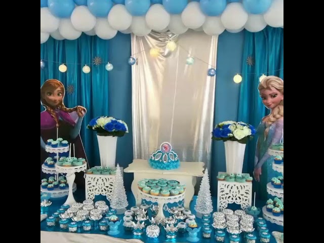 Vídeo relacionado con Vajilla para fiesta de castillo de hielo, fiesta de cumpleaños de castillo de hielo, incluye vasos, platos, servilletas, manteles, adecuado para fiestas de cumpleaños infantiles
