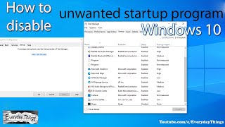 How to disable unwanted start-up programs Windows 10