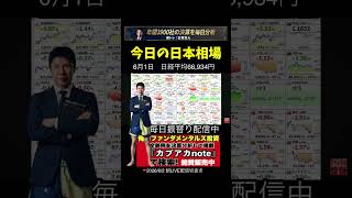 【6/1相場】日経平均は続伸、一時初の6万7000円　ソフバンＧが時価総額トップに！！俺は乗れない💦