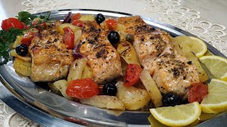 Salmone al forno con Patate e Pomodorini