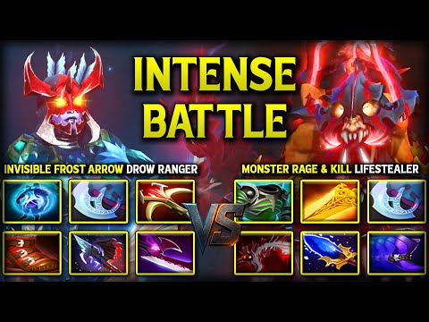 INTENSE BATTLE BETWEEN INVISIBLE FROST ARROW DROW RANGER VS. MONSTER RAGE & KILL LIFESTEALER DOTA 2