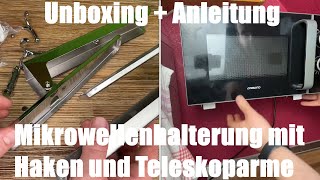 Mikrowellenhalterung mit Haken und Teleskoparme, 304 Edelstahl Universal Unboxing und Anleitung