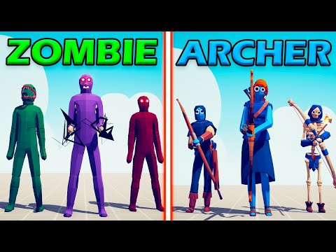 ZOMBIE UNITS TEAM vs ARCHER UNITS TEAM - Totally Accurate Battle Simulator | TABS