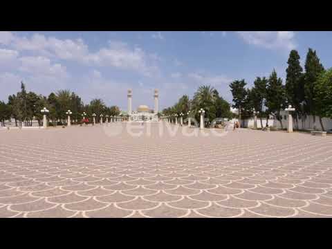 Tourists People Walking on Square Habib Bourguiba in Monastir City Tunisia | Stock Footage - Env...