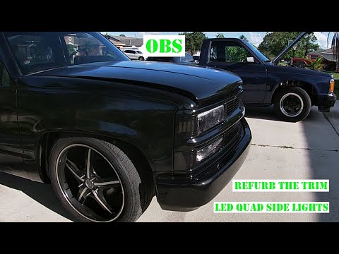 OBS Chevy truck quad corner LED lights & Black Rust-Oleum Automotive Trim & Bumper Matte Spray Paint
