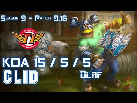 SKT T1 Clid OLAF vs SYLAS Jungle - Patch 9.16 KR Ranked