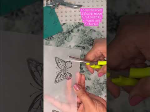 How to shrink plastic sheets~ #processvideo #craftsupplies #dmc  #oman #shorts #charms #butterfly