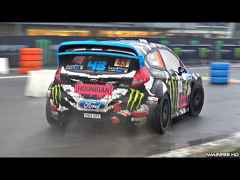 Ken Block Driving and Doing Donuts in his Ford Fiesta WRC - 2014 Monza Rally Show