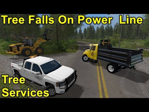 Farming Simulator 17 #16 Public Works Removing Fallen Tree From Power Line After A Nor'easter Storm