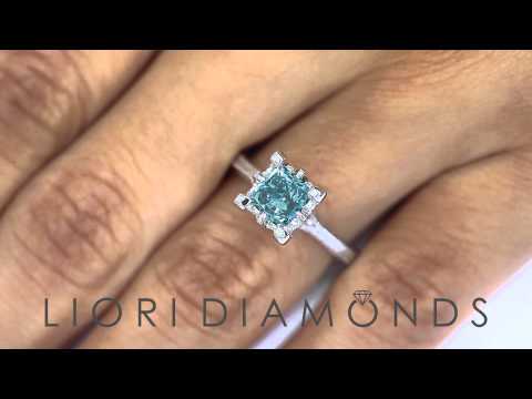 FD-SOLD-087 - 1.26 Carat Fancy Blue Radiant Cut Diamond Engagement Ring 18k Gold Vintage Style