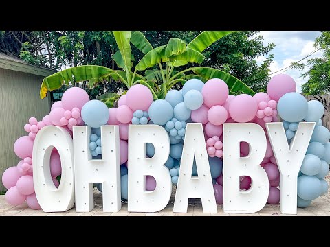 Globos para baby shower | Globos para revelar el género | Cómo hacer una guirnalda de globos