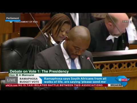 Maimane responds to Presidency budget vote speech