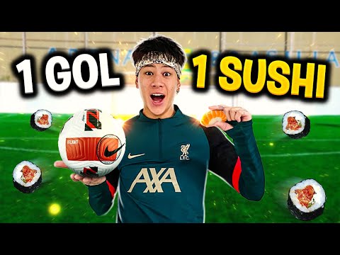 A CADA GOL GANHA 1 SUSHI !! *DESAFIO COM FOME*