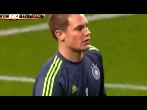 swedish Tobias Hysén score a amazing goal vs Germany and Neuer ! Sweden-Germany 2013