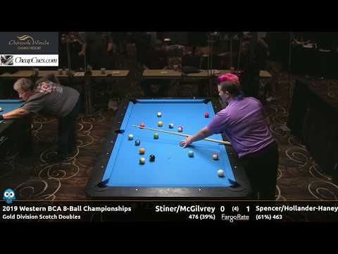 Stiner/McGilvrey vs Spencer/Hollander-Haney - Gold Scotch Doubles - 2019 Western BCA 8-Ball