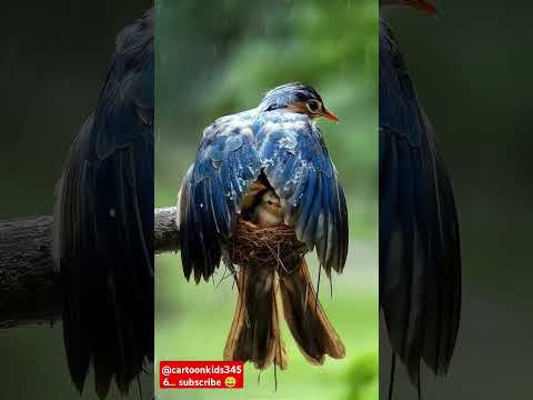 Mama Bird's umbrella #shorts #AnimalMams #NatureWonders #WorldlifeProtection