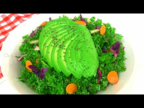 Healthy Kale Salad Recipe With Avocado | Kale Salad Recipes Vegan