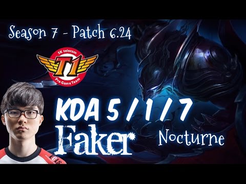 SKT T1 Faker NOCTURNE vs LEE SIN Jungle - Patch 6.24 KR Ranked