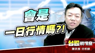 台股開高走低…會是一日行情嗎?!#加權指數｜小武哥投資事務所｜陳武傑 (圖)