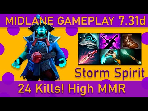 ⚡Storm Spirit 24 Kills Mid Gameplay - Dota 2 High MMR (avg 8396)