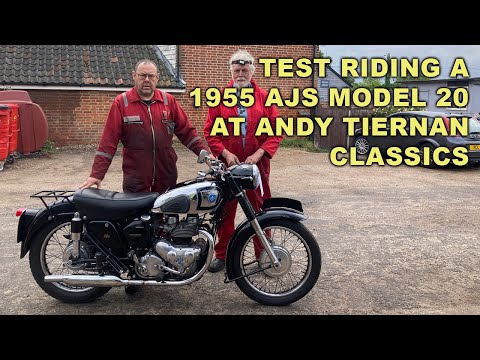 Testing a 1955 AJS Model 20 500cc at Andy Tiernans #09215AJS