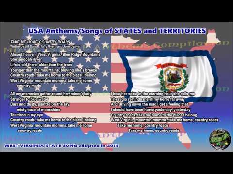 West Virginia State Song TAKE ME HOME COUNTRY ROADS with music, vocal and lyrics