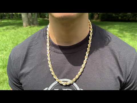 BOSS 8mm Rope Chain Necklace - Italian 925 Sterling Silver 14k Gold Vermeil - Made By Harlembling