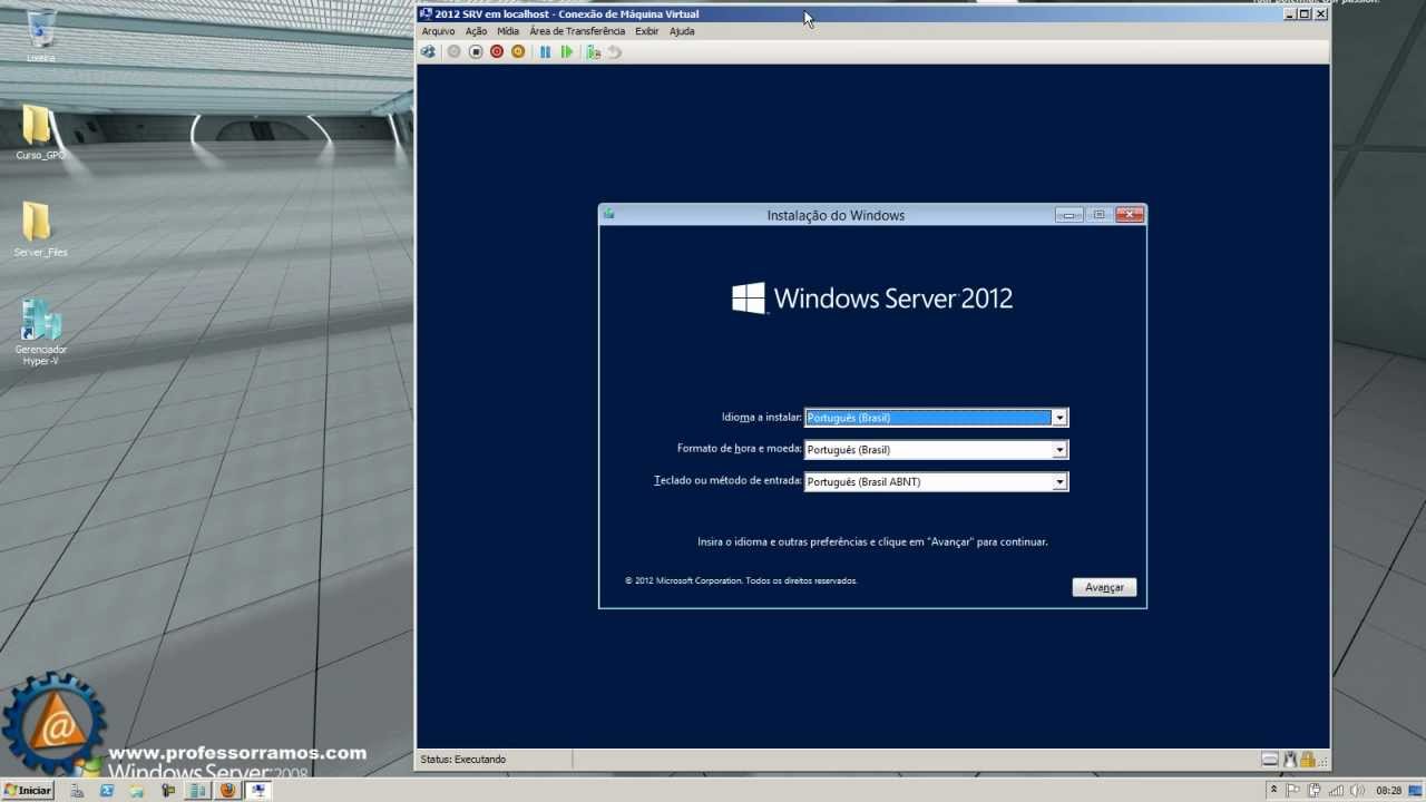 🔵 Windows 2012 Instalação W2k12 x64 DATACENTER no Modo GUI - www.professorramos.com - Aula 1.1