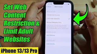 iPhone 13/13 Pro: How to Set Web Content Restriction & Limit Adult Websites