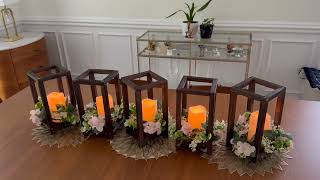 Boho Chic Rustic Candle and Wreath Lantern Holders for Wedding & Shower Centerpieces