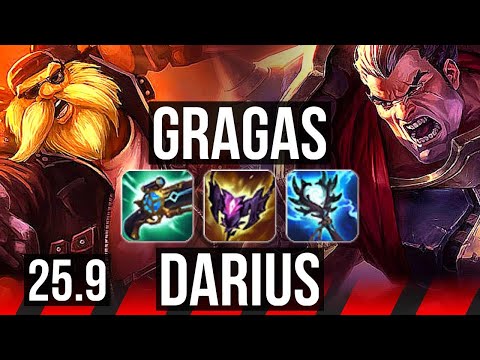 GRAGAS vs DARIUS (TOP) | 9/1/4, 6 solo kills, Legendary | EUW Challenger | 25.9