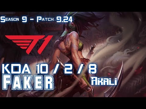 T1 Faker AKALI vs ORIANNA Mid - Patch 9.24 KR Ranked