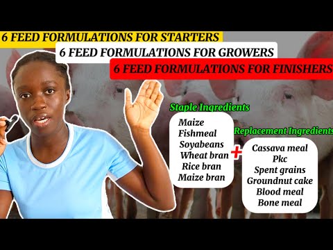6 PIG FEED FORMULATIONS each for STARTERS, GROWERS and FINISHERS