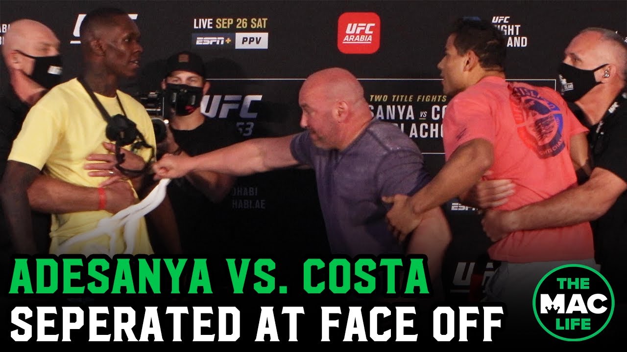 Israel Adesanya throws white belt back in Paulo Costa's face during Final Face Off