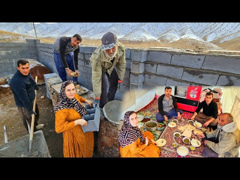 Maryam cooks, Hassan and the workers work | Empathy for shelter construction