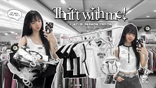 THRIFT WITH ME + Try-On Haul 🛒📓 : Pinterest Inspired Acubi Style Wardrobe