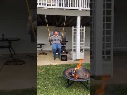 Man swings and falls into fire 🔥 😳