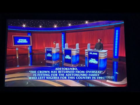 Only TWO for Final Jeopardy, “African Surnames” - Mattea Roach DAY 16 (4/26/22)