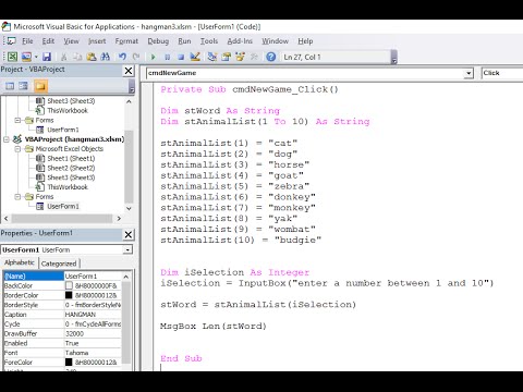 How to Make a Hangman Game with VBA Part 1 The Finished Game
