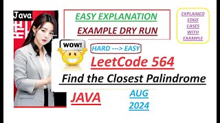 YouTube video 'Find the Closest Palindrome | Leetcode 564 | Java Code | Developer Coder'
