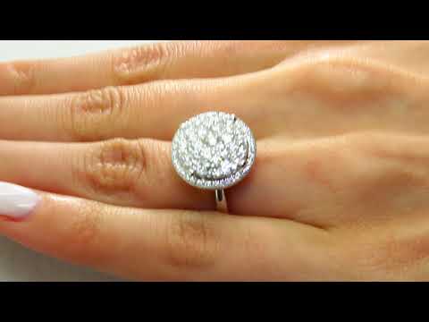 1.55 CT VS1 F DIAMOND CLUSTER ENGAGEMENT RING 18K WHITE GOLD