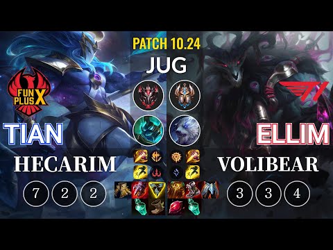 FPX Tian Hecarim vs T1 Ellim Volibear Jungle - KR Patch 10.24
