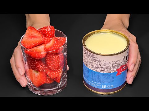 Erdbeeren mit Kondensmilch mischen! Das beste Sommerdessert! Sie werden begeistert sein