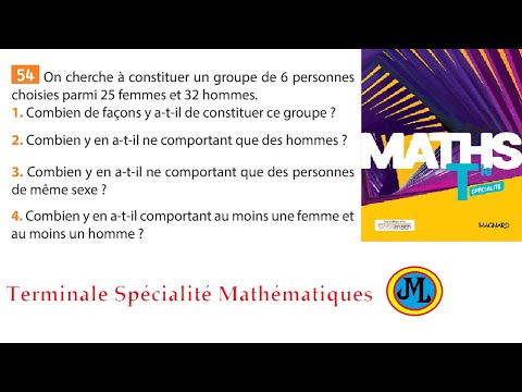 Dénombrement. Ex 54 p 350 du Sésamath en terminale spécialité mathématiques. Livre MAGNARD.