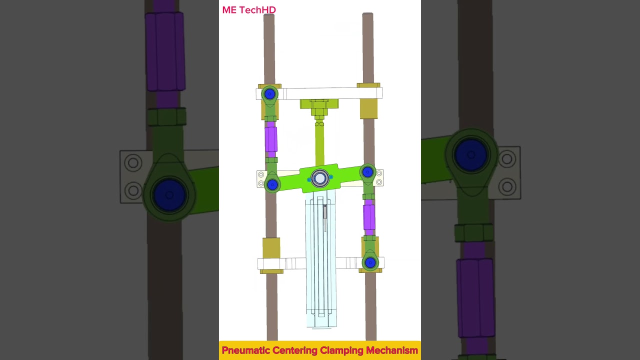 Pneumatic Centering Clamping Mechanism #cad #machine #design #mechanical #mechanism